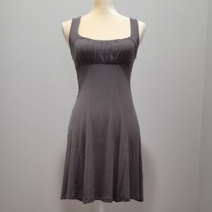 Beach Time Square Neck Dress Olive Green/brown Sz 2